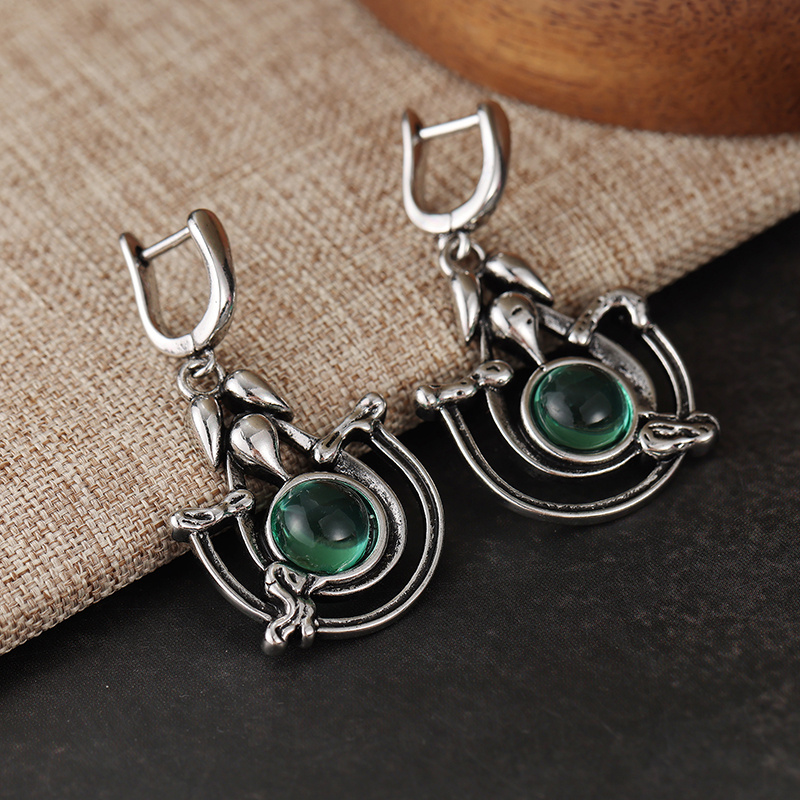 Ladies' Vintage Drop Earrings with Vine Hollow Design